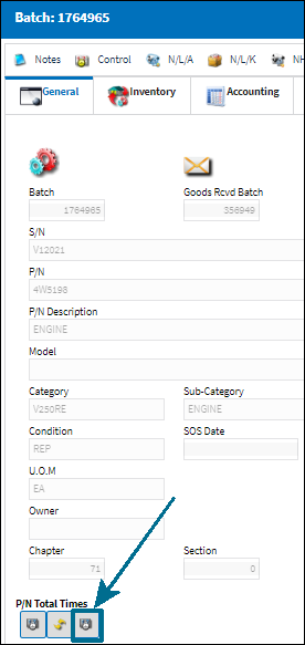 Time Breakdown Button via Inventory Transaction Detail General Tab