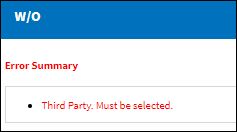 eMRO Third Party Button, via Work Order Detail Error Summary