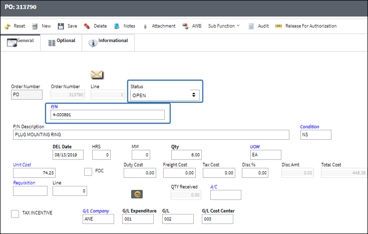 PNCATCHN-2 po is open for a particular pn