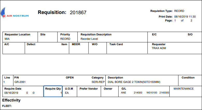 reoreq_1-3 requisition automatically created