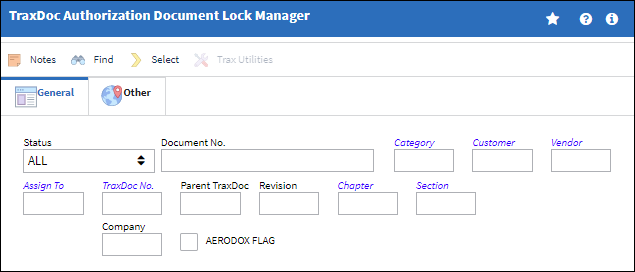 eMRO TraxDoc Authorization Document Lock Manger-modified without Text Search Tab