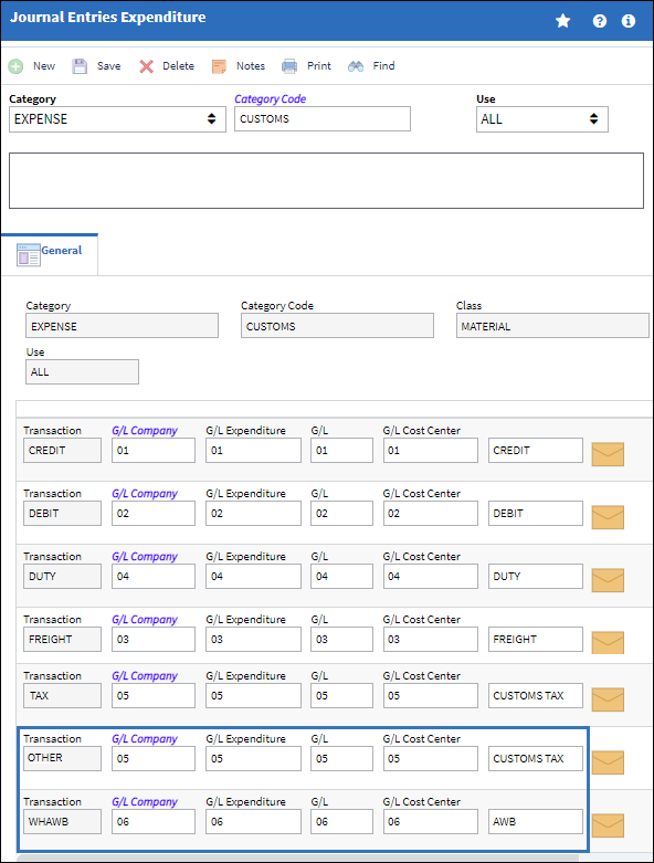 eMRO_JE_Customs_Expense