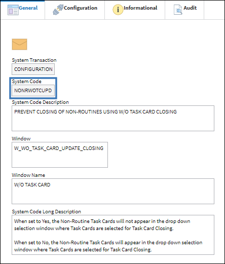 eMRO NONRWOTCUPD code