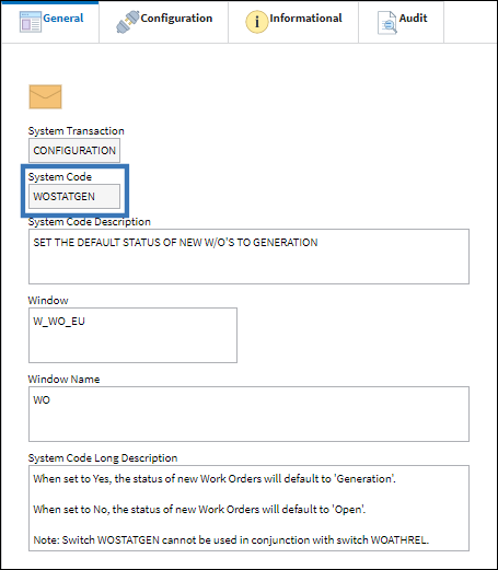 eMRO WOSTATGEN code