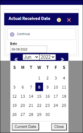 Order Receiving Actual Received Date