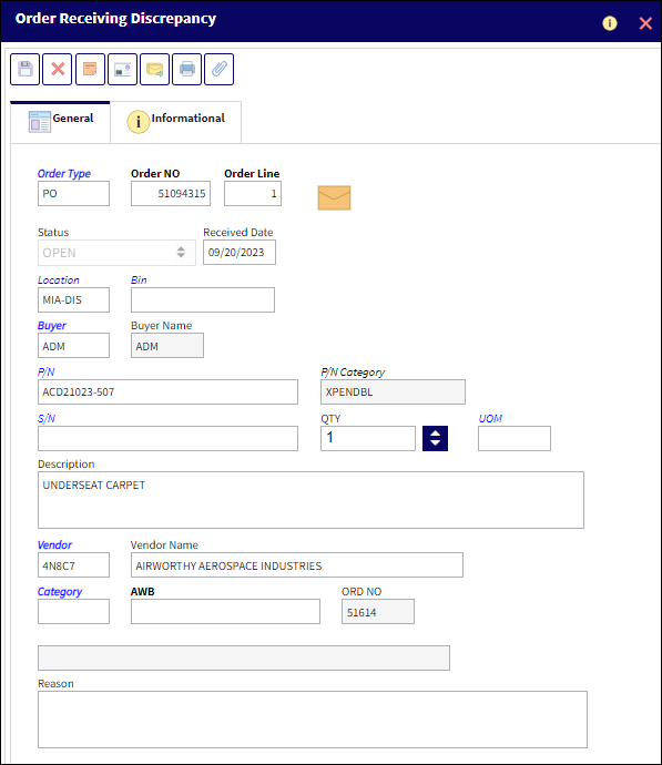 order discrepancy via invoice detail