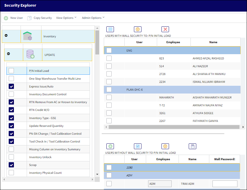 eMRO wall by program